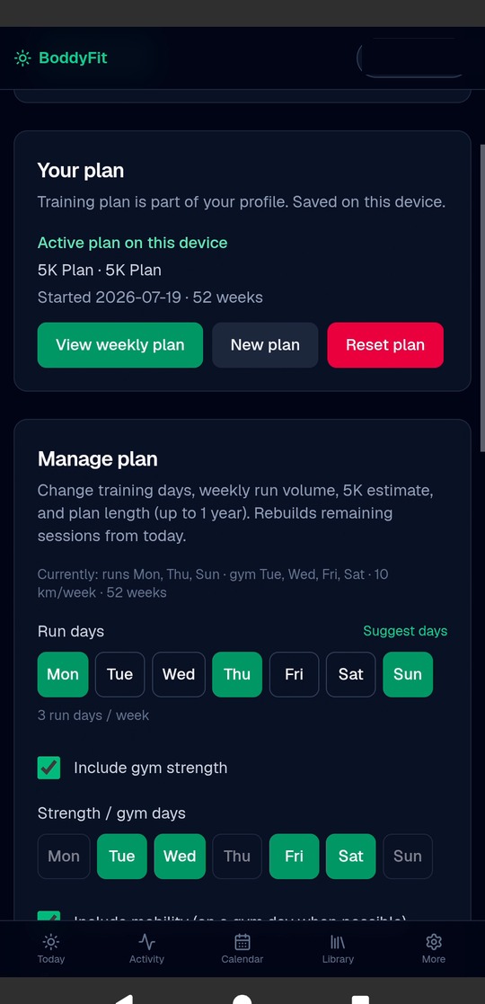 Manage plan settings for days volume and plan length