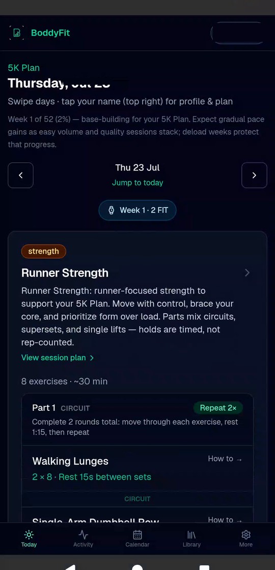 Runner Strength day with circuit and how-to links